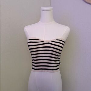 H&M Black and White Striped Crop Top
